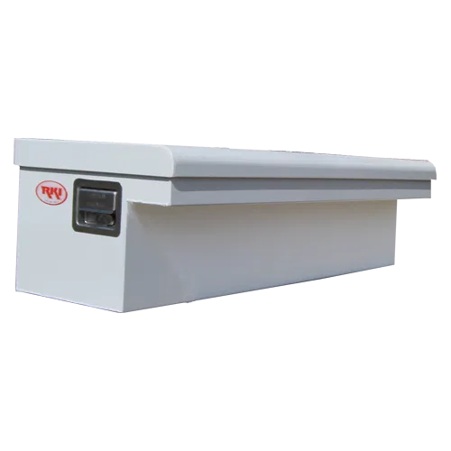 48SLPW – RKI Tool Box, Side Mount Low Profile Wide Single Lid Powder Coated White Steel 48-3/4 Inch Length x 18-3/16 ...